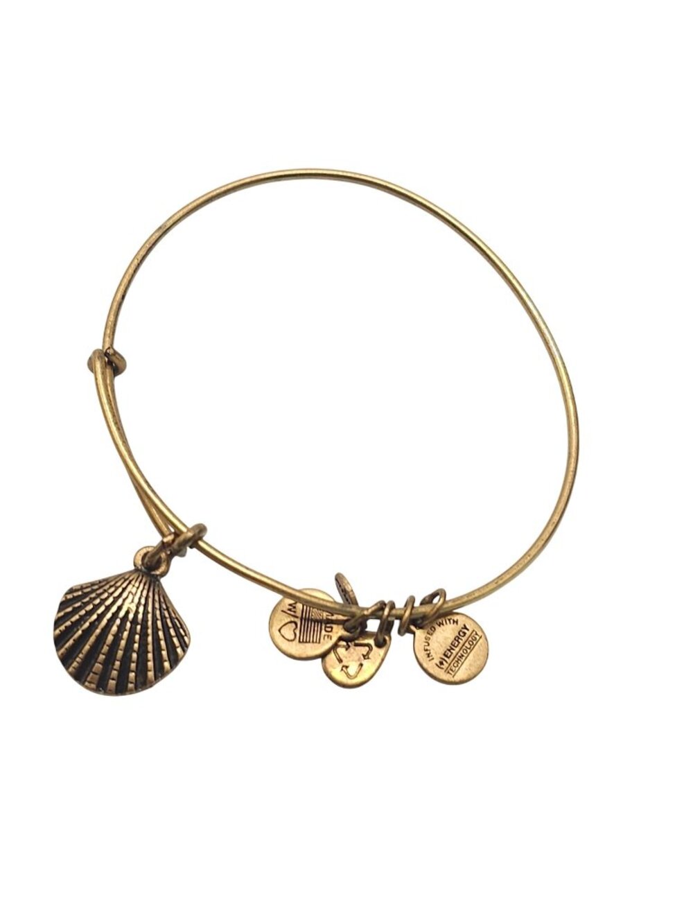 Alex And Ani Gold-Tone Expandable Bracelet With Seashell Charm Made In Usa